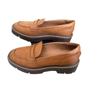 Nordstrom Rack Women's Sz 6.5 Faux Brown Chunky Platform Loafers